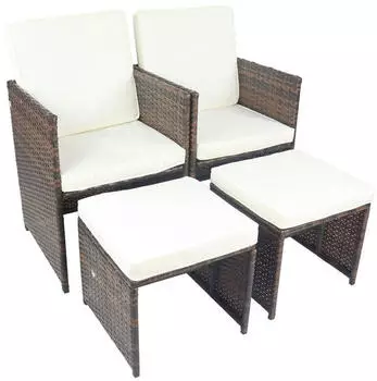 Ambia Garden 4-tlg Rattan Fu&szlig;auflage Hocker Raloso