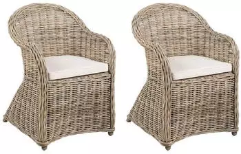 Beliani Gartensessel Beige naturmaterialien 56x87x68 cm