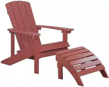 Beliani Muskoka Kunstholz Rot mit Hocker Armlehnen Adirondack