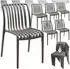 TecTake Set Balkon Möbel anthrazit 6er Set
