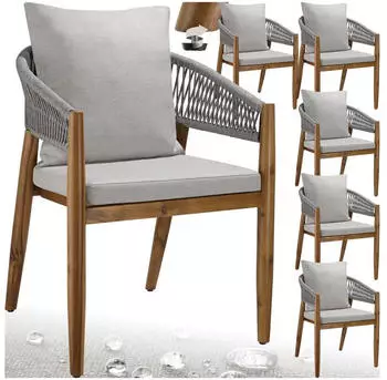 TecTake Manacor Ropedesign greige 6er Set 58x59x76.50 cm