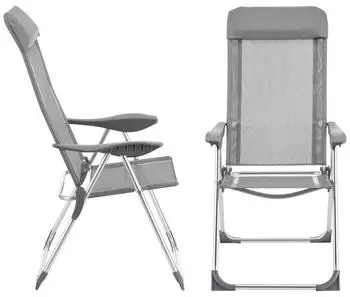 en.casa Klappstuhl-Set Hellgrau Textil Metall 57x109x67 cm