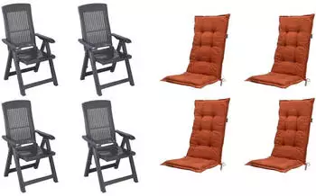 Gardenson Set Anthrazit Terracotta Kunststoff Textil 44x111x50 cm