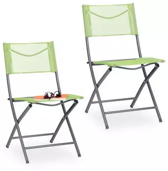 Relaxdays 2er Set Balkon Klappsessel Metall gr&uuml;n
