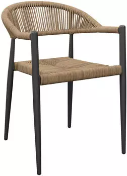 Ambia Garden Stapelsessel Anthrazit Natur Metall Kunststoff konisch 55x78x59.5 cm