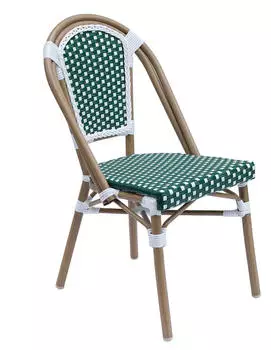 Oviala Stackable garden chair aluminium and rattan dark green