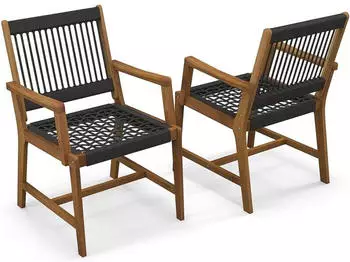 Costway Wooden garden armchair with armrests x2