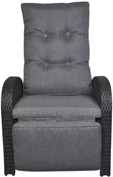 ebuy24 Jorl Garten Lounge Gartenstuhl Sofastuhl mit Stufenloser Einstellung im R&uuml;cken und Fu&szlig;st&uuml;tze Schwarz Grau