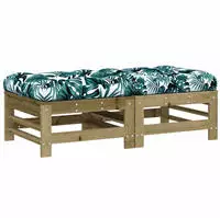 vidaXL Gartenhocker mit Kissen 2 Stk. Kiefernholz Impr&auml;gniert