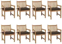 vidaXL Gartenst&uuml;hle 8 Stk. mit Taupe Kissen Massivholz Teak