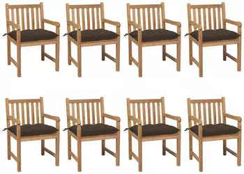 vidaXL Gartenst&uuml;hle 8 Stk mit Taupe Kissen Massivholz Teak 3073081