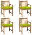 vidaXL Gartenstühle 4 Stk mit Hellgrünen Kissen Massivholz Teak 3073030