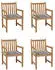 vidaXL Gartenstühle 4 Stk Graue Karomuster-Kissen Massivholz Teak 3073018