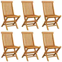 vidaXL Gartenst&uuml;hle mit Blauen Kissen 6 Stk. Massivholz Teak
