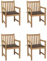 vidaXL Gartenst&uuml;hle 4 Stk. mit Taupe Kissen Massivholz Teak