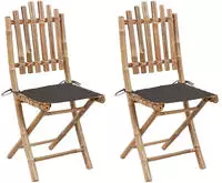 vidaXL Klappbare Gartenst&uuml;hle 2 Stk. mit Kissen Bambus