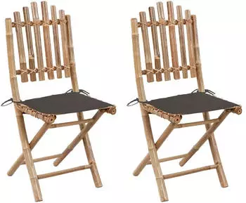 vidaXL Klappbare Gartenst&uuml;hle 2 Stk mit Kissen Bambus 3063995