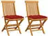 vidaXL Gartenstühle mit Roten Kissen 2 Stk Massivholz Teak 3062481