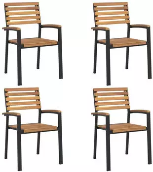 vidaXL Stapelbare Gartenst&uuml;hle 4 Stk Massivholz Akazie und Metall 362015