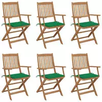 vidaXL Klappbare Gartenst&uuml;hle 6 Stk. mit Kissen Massivholz Akazie
