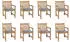 vidaXL Gartenstühle 8 Stk Graue Karomuster-Kissen Massivholz Teak 3073072