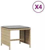 vidaXL Gartenhocker Kissen 4Stk. Beigemischung 41x41x36 cm Poly Rattan