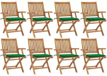 vidaXL Klappbare Gartenst&uuml;hle mit Kissen 8 Stk Massivholz Teak 3072782