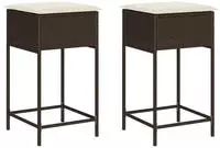 vidaXL Garten-Barhocker mit Kissen 2 Stk. Braun Poly Rattan