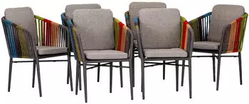 Acamp Set 6x Armsessel Manhattan Anthrazit-Multicolor