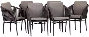 Acamp Set 6x Armsessel Manhattan Anthrazit