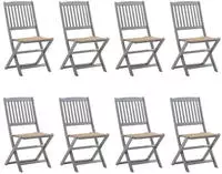 vidaXL Klappbare Gartenst&uuml;hle 8 Stk. mit Kissen Massivholz Akazie