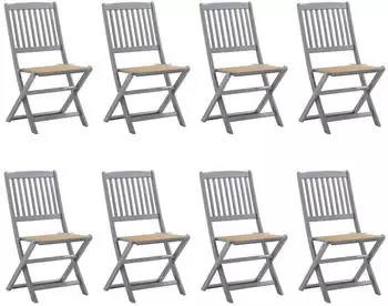 vidaXL Klappbare Gartenst&uuml;hle 8 Stk mit Kissen Massivholz Akazie 3078293