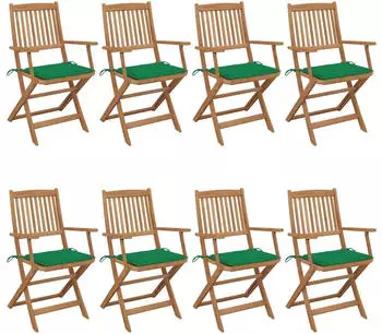 vidaXL Klappbare Gartenst&uuml;hle 8 Stk mit Kissen Massivholz Akazie 3074972