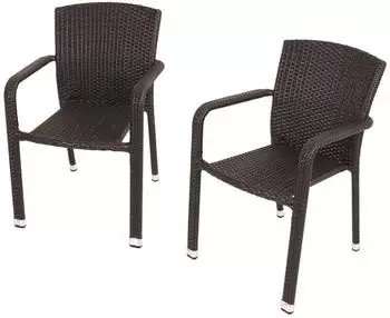 Deluke Gartenstuhl 2er Set WERNER Kunststoff Braun Stapelstuhl Wetterfest Gartenst&uuml;hle Outdoor Essst&uuml;hle
