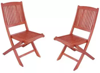 Deluke Gartenstuhl 2er Set NIMES Eukalyptus HellBraun Ohne Armlehne Klappstuhl Wetterfest Gartenst&uuml;hle Outdoor Balkonst&uuml;hle