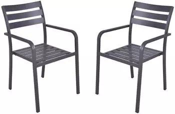 Deluke Gartenstuhl 2er Set WILMA Aluminium Anthrazit Gartenst&uuml;hle Wetterfest Essst&uuml;hle Outdoor Terrasse