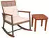 Deluke Outdoor-Schaukelstuhl MAINZ mit Beistelltisch Hellbraun Eukalyptus Gartenstuhl Relaxsessel Garten Balkon Outdoor