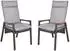 Deluke Gartenstuhl 2er Set LUCIA Verstellbar Teak Schwarz Hochlehner Wetterfest Gartenstühle Outdoor Essstühle