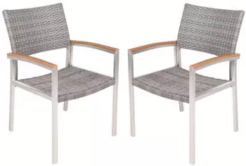Deluke Gartenstuhl 2er Set BONN Kunststoff Braun Stapelstuhl Wetterfest Gartenst&uuml;hle Outdoor Essst&uuml;hle