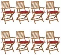 vidaXL Klappbare Gartenst&uuml;hle 8 Stk. mit Kissen Massivholz Akazie