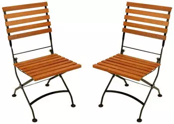 DEGAMO Hofgarten Klappstuhl Flachstahl schwarz Eukalyptus Hartholz, 2er-Set (24340)