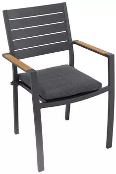 Dehner Montpellier Stapelsessel Niederlehner Aluminium/Teakholz anthrazit (Montpellier)