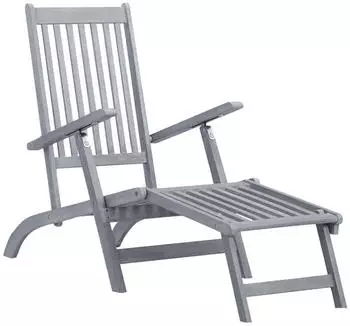 vidaXL Gartenliege mit Fu&szlig;st&uuml;tze und Auflage Akazien-Massivholz (3064035)