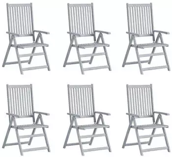 vidaXL Hochlehner verstellbar mit Auflagen Akazienholz 6er-Set (3065320)