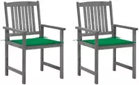 vidaXL Gartenst&uuml;hle mit Kissen 2 Stk. Grau Massivholz Akazie