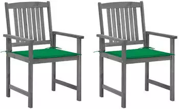 vidaXL Gartenst&uuml;hle mit Kissen 2er-Set Grau Akazien-Massivholz (3061231)