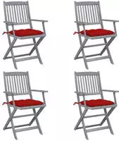 Klappbare Gartenst&uuml;hle Set Von 4 Mit Kissen Akazienholz
