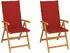 vidaXL Gartenstühle 2er-Set Teak Massivholz rote Kissen (3062382)