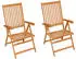 vidaXL Gartenstühle 2er-Set Teak Massivholz rote Kissen (3062382)