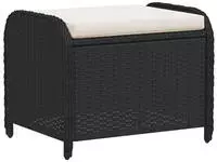 vidaXL Gartenhocker mit Kissen Schwarz 58x46x46 cm Poly Rattan